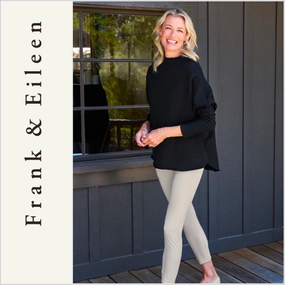 Frank & Eileen Tops - Frank & Eileen Effie Funnel Neck Triple Fleece Capelet Black Size S